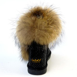 G&amp;Zaco Luxury Snow Boots Natural Fox Fur Cow Boots Waterproof Mid Calf Genuine Leather Winter Cotton Real Fur Boots Women Shoes