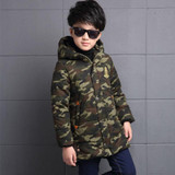FYH Kids Outerwear Winter Boys Camouflage Hooded Parka School Children's Winter Jackets Kids Boys Down Coat Warm Thick Cotton