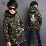 FYH Kids Outerwear Winter Boys Camouflage Hooded Parka School Children's Winter Jackets Kids Boys Down Coat Warm Thick Cotton