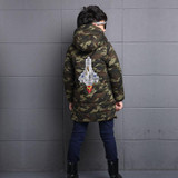 FYH Kids Outerwear Winter Boys Camouflage Hooded Parka School Children's Winter Jackets Kids Boys Down Coat Warm Thick Cotton