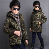 FYH Kids Outerwear Winter Boys Camouflage Hooded Parka School Children's Winter Jackets Kids Boys Down Coat Warm Thick Cotton