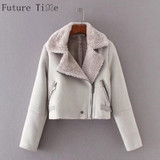Future Time Faux Leather Suede Coat Aviator Leather Jacket Winter Coat Lambs Wool Fur Collar Suede Jackets Shearling Coats PU049