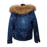 Furlove 2017 Parka Winter Women Denim Jacket Real Large Raccoon Fur Collar Rex Rabbit Fur Liner Outwear Detachable Brand Style