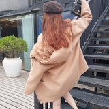 Furlove 2017 New Winter Parka Wool Cashmere Coat Women Fur Jacket Overcoat Collar Hooded Rex Rabbit Fur liner Female outwear