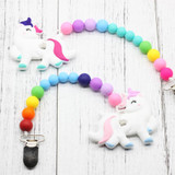 Unicorn Teething Toy Baby Shower Gift Teether Teething Toy Clip on Teether New Baby Gift Gift for New Mom Baby nipple chain