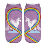 Unicorn rainbow purple socks 3d digital printing socks