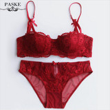 Underwear Women Bra Set Deep half cup  Plus Size Lingerie Sexy Transparent Lace Bra And Panty Set Push Up Lace Brassiere bs350 Underwear Women Bra Set Deep half cup  Plus Size Lingerie Sexy Transparent Lace Bra And Panty Set Push Up Lace Brassiere bs350