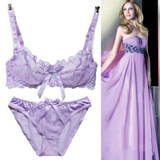 Underwear set transparent sexy lace bra set plus size Women gauze embroidery ultra-thin lingerie bra and panty set