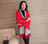 TWOTWINSTYLE 2017 Spring Women Embroidery Floral Tassel Trench Coats Cloak Long Sleeves Female Knit Cardigan Sweater Windbreaker