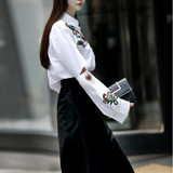 TWOTWINSTYLE 2017 Embroidery Blouses Women's Shirts White Hollow out Female Shirt Long Sleeve Tops Casual Clothes Korean Fashion