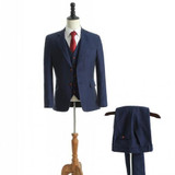 Two Buttons Groom Tuxedo 7 Colors Groomsmen Notch Lapel Wedding/Dinner Suits Best Man Bridegroom (Jacket+Pants+Vest) C60