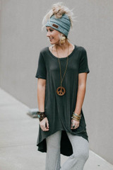 Twist Front Tunic Top - Ash Gray