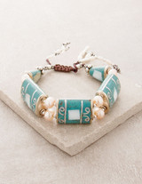 Turquoise Silver Tibetan Healing Bracelet