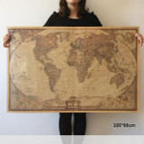 Vintage World Map Travel Home Decoration Detailed Antique Poster Wall Chart Retro Paper Matte Kraft Paper Map World