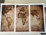 Vintage World Map 3 Panel Canvas Painting Oil Painting Print On Canvas Home Decor Art Wall Print Picture Living Room Unframed