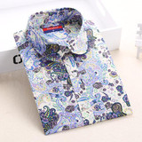 Vintage Women Shirts Long Sleeves Cotton Blouses Turn Down Collar Floral Shirts Blusas Femininas Fashion Women Shirt Tops