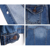 Vintage Women Long Sleeve Coat Slim Denim Short Casual Jean Jacket Outerwear