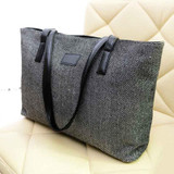 Vintage Women Cotton Linen Handbags High Quality Solid Zipper Shoulder Bags Large Capacity Casual Black Handbag for Ladies Girls