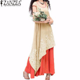 Vintage Vestidos ZANZEA Women Dress 2018 Summer Casual Loose O Neck Short Sleeve Embroidery Long Maxi Dress Plus Size S-5XL
