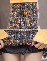 Vintage Tweed Skirt 2017 Autumn Winter Fashion Woolen Tassel Skirts Womens High Waist Sexy Mini Pencil Skirt Slim Plaid Saias