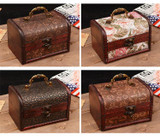 Vintage Sundries Wooden Box Retro Flower Pattern Wood jewelry Desktop Box Handle Storage case Wooden boxes Gift Bins
