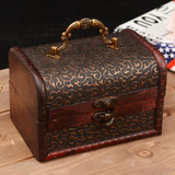 Vintage Sundries Wooden Box Retro Flower Pattern Wood jewelry Desktop Box Handle Storage case Wooden boxes Gift Bins