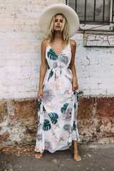 Vintage summer dress women sundress Hollow out boho floral print maxi dress 2018 beach dress Strappy vestidos de festa