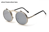 VINTAGE STEAMPUNK Sunglasses Round Designer Steam Punk Metal Oculos de sol Women Coating Sunglasses Men Retro Circle Sun Glasses