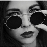 Vintage Steampunk Male Sunglasses Round Designer Steam Punk Metal Oculos De Sol Masculino Women Coating Men Retro Sun Glasses