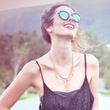 Vintage Steampunk Inspired Round Horned Rim Frame Sunglasses