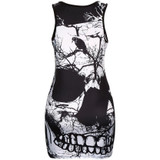 Vintage Skull Printed Dresses Women Sexy Bodycon Party Balck Dress Womens Summer Sleeveless Bandage Package Hip Dress Vestido #Z