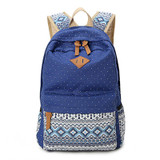 Vintage School Bags for Teenagers Girls Schoolbag Large Capacity Lady Canvas Dot Printing Backpack Rucksack Bagpack BookBag