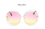 Vintage Round Big Size Oversized lens Mirror Brand Designer Pink Sunglasses Lady Cool Retro UV400 Women Sun Glasses Female