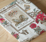 Vintage Rose half meter butterfly printed cotton linen cloth curtain cloth cotton linen fabric DIY handmade material choose