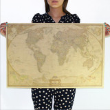 Vintage Retro Matte Kraft  Paper World Map Antique Poster Wall Sticker Home Decora 72.5*47.5CM~GS487