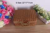 Vintage Rattan Handmade Weave Outdoor Travel Trunk Portable Storage Box Kung Fu Tea Set Picnic Suitcase Toy Basket Hand Bag New