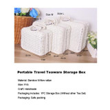 Vintage Rattan Handmade Weave Outdoor Travel Trunk Portable Storage Box Kung Fu Tea Set Picnic Suitcase Toy Basket Hand Bag New