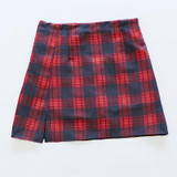 Vintage Preppy Style Plaid Skirts High Waist Casual Women Zipper Skirts