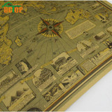 Vintage Poster Global World Map Decals The World's Architectural Landmarks Retro Kraft Paper Wall Sticker Home Decor