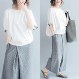 Vintage Plus Size Loose Striped Pants Women High Waist Casual Harem Wide Leg Pants Trousers 2017 Elegant Pantalon New Fashion