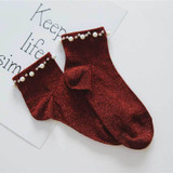 Vintage Pearl Decorative Shiny Socks Female Hipster Rhinestone Autumn Short Harajuku Socks Women Fashion Art Funny Ankle Socks Vintage Pearl Decorative Shiny Socks Female Hipster Rhinestone Autumn Short Harajuku Socks Women Fashion Art Funny Ankle Socks