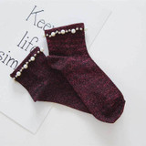 Vintage Pearl Decorative Shiny Socks Female Hipster Rhinestone Autumn Short Harajuku Socks Women Fashion Art Funny Ankle Socks Vintage Pearl Decorative Shiny Socks Female Hipster Rhinestone Autumn Short Harajuku Socks Women Fashion Art Funny Ankle Socks