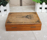 Vintage Paris Tower Cover old wooden box Home Office Sundries Storage Box desktop Decorative Craft Books box DIY Retro Wood box