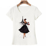 Vintage Paris winter street fashion girl T-Shirt Summer cute women t-shirt novelty casual ladies Tops hipster cool lady Tees