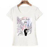 Vintage Paris winter street fashion girl T-Shirt Summer cute women t-shirt novelty casual ladies Tops hipster cool lady Tees