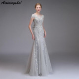 Vintage Mermaid Prom Dresses 2018 O-Neck Beading Lace Appliques Vestido De Festa Longo Long Prom Dress Elegant Gala Jurken