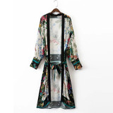 Vintage Leaves Flower Print With Sashes Kimono Shirt Women 2018 New Fashion Bandage Cardigan Blouse Casual Tops Femme Blusas