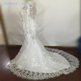 Vintage Lace Long Sleeve Mermaid Wedding Dress Sexy Sheer Appliques Scoop Neck Court Train Wedding Gowns