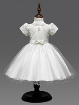 vintage lace flower girl dresses for weddings high neck white communion dress real photo pageant dresses for little girls
