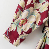 Vintage Flower Printed With Sashes Long Kimono Shirt Women 2018 New Fashion Bandage Cardigan Patchwork Casual Blouse Femme Blusa